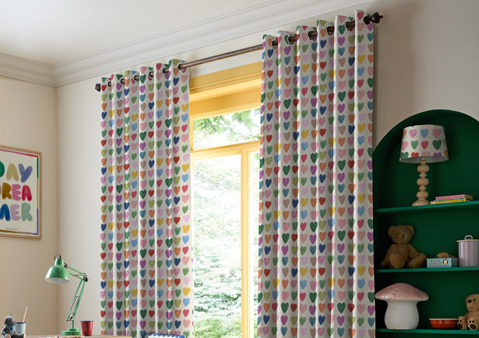 Wee Blue Bell Love Hearts, Multi - Made to Measure Curtains - Image 5